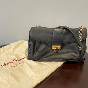 Salvatore Ferragamo Black Leather Shoulder Bag